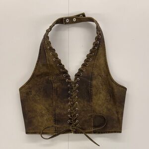 Pleather Urban Outfitters cropped halter top: NWT